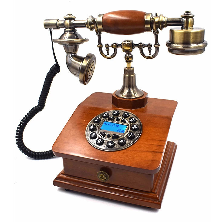 Fashion Wood Phone Antique Landline Telephone Vintage Phone Home Phone Fitte Phone with drawer Telefone With RD Box Drawer