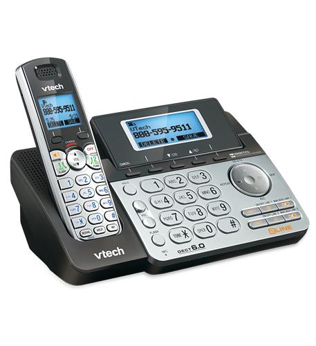 VTech DS6151-11 DECT 6.0 2-Line Expandable Cordless Phone + (2) DS6101-11 Accessory Handset, Black