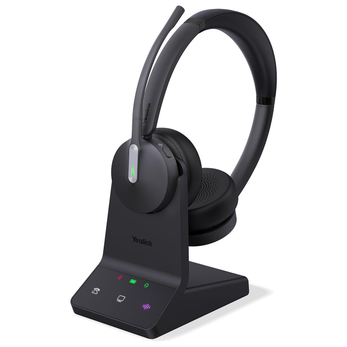 Yealink WH64 DECT & Bluetooth Dual Teams Wireless Headset, 606 ft Range On Ear Work Headphones with 3X Noise Cancelling Mic, 32H Talk Time, Ringer, Office Headsets for Desk IP Phone, PC,Cellphone