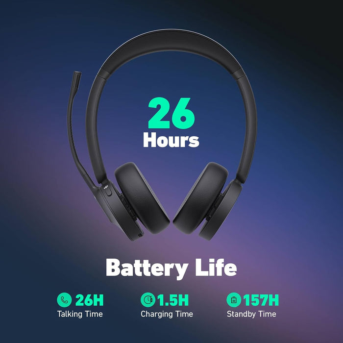 Yealink HA64 Pro Wireless DECT & Bluetooth Headset with Touch Screen for Office, Home, Desk Phone, Computer, Smartphone (Dual Speaker)