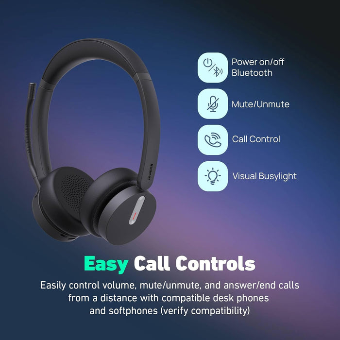 Yealink HA64 Pro Wireless DECT & Bluetooth Headset with Touch Screen for Office, Home, Desk Phone, Computer, Smartphone (Dual Speaker)