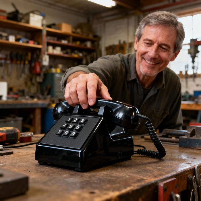 iSoHo Phones, [Ready Bundle] Classic 2500 Desk Landline Phones – VOIP & Amplified Large-Button Telephones with Keypad - Includes (2) Matching Curly Handset Cords, one Each, 15ft & 25ft Color: Black