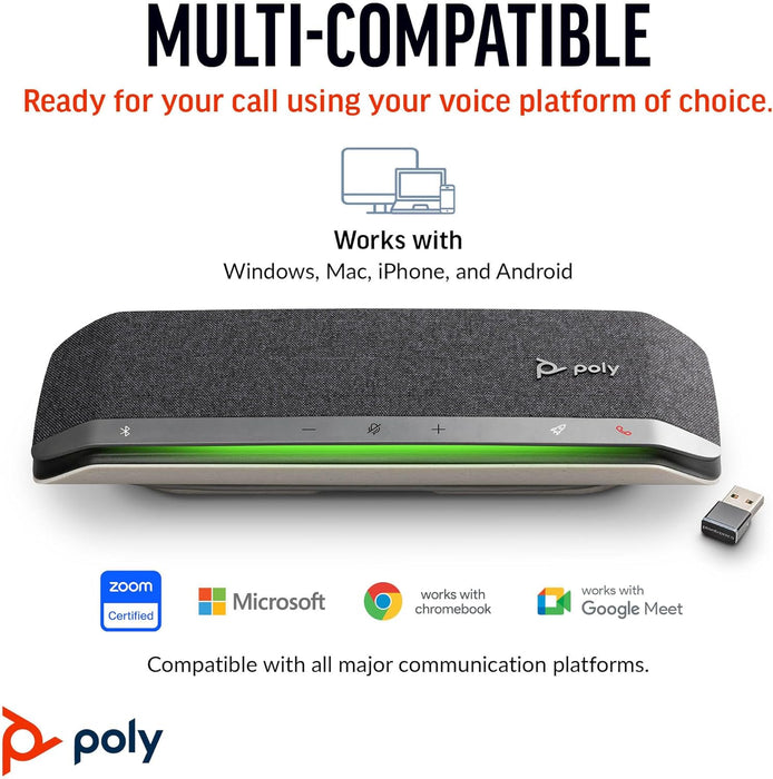 Poly Sync 40+ Smart Speakerphone (Plantronics) - Flexible Workspaces - Connect to PC/Mac via BT700 Adapter and Smartphones via Bluetooth - Works with Teams, Zoom – Amazon Exclusive