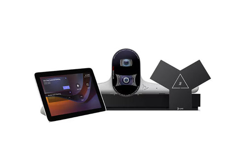 Poly Studio E70 video conferencing camera bundle with touch controller and tabletop microphone mute button