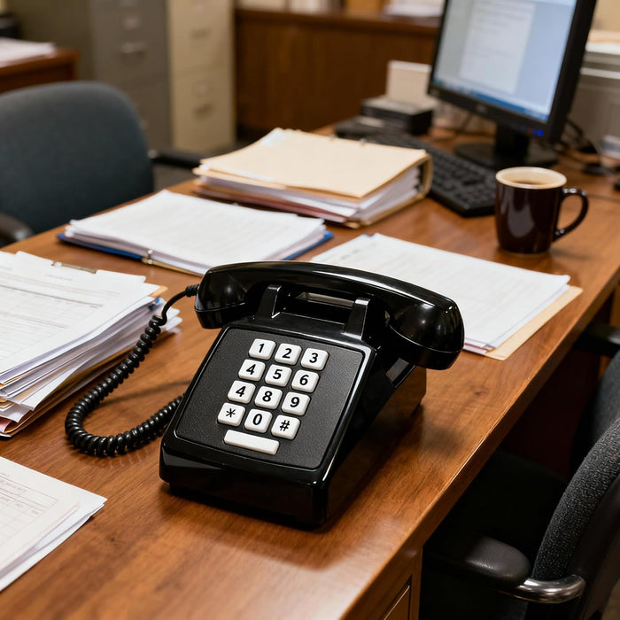 iSoHo Phones, [Ready Bundle] Classic 2500 Desk Landline Phones – VOIP & Amplified Large-Button Telephones with Keypad - Includes (2) Matching Curly Handset Cords, one Each, 15ft & 25ft Color: Black