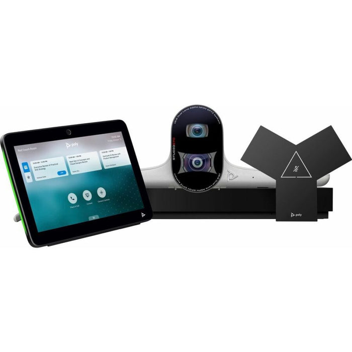Poly Studio video conferencing bundle with touch controller, dual lens camera and tabletop microphone