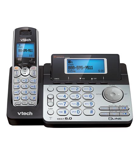 VTech DS6151-11 DECT 6.0 2-Line Expandable Cordless Phone + (2) DS6101-11 Accessory Handset, Black