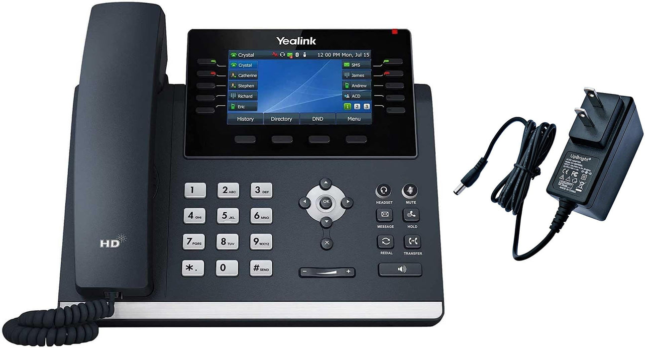 Discover Yealink T46U IP Phone [BUNDLE], 16 VoIP Accounts. 4.3-Inch Color Display. Dual USB 2.0, Dual-Port Gigabit Ethernet, 802.3af PoE, [Power Adapter Included] (SIP-T46U) | Efficient Office Communication - Free Shipping - USA Trading Depot, LLC