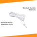 White handset phone extension cord with RJ11 connectors and sturdy durable materials