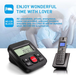 Black call blocker device blocking unknown and no caller ID calls with cordless phone display