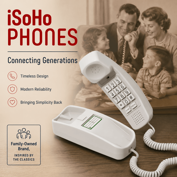 iSoHo Big Button Trimline Phone - Corded Retro Desk Phone - USA Trading Depot, LLC