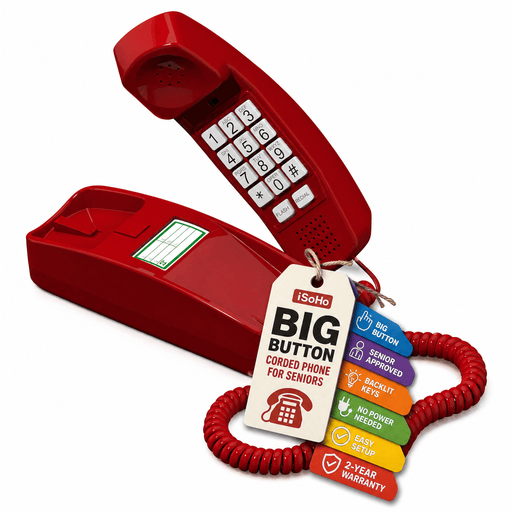 iSoHo Big Button Trimline Phone - Corded Retro Desk Phone - USA Trading Depot, LLC
