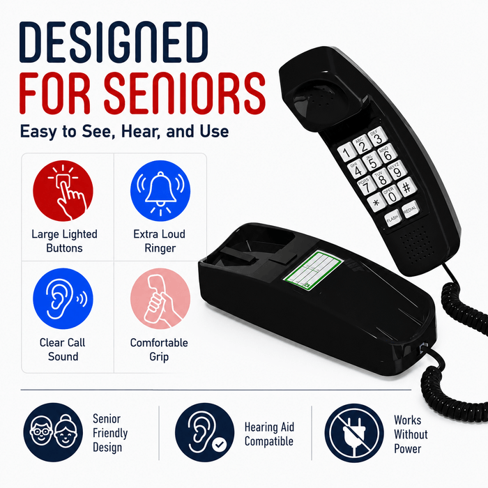 iSoHo Big Button Trimline Phone - Corded Retro Desk Phone - USA Trading Depot, LLC