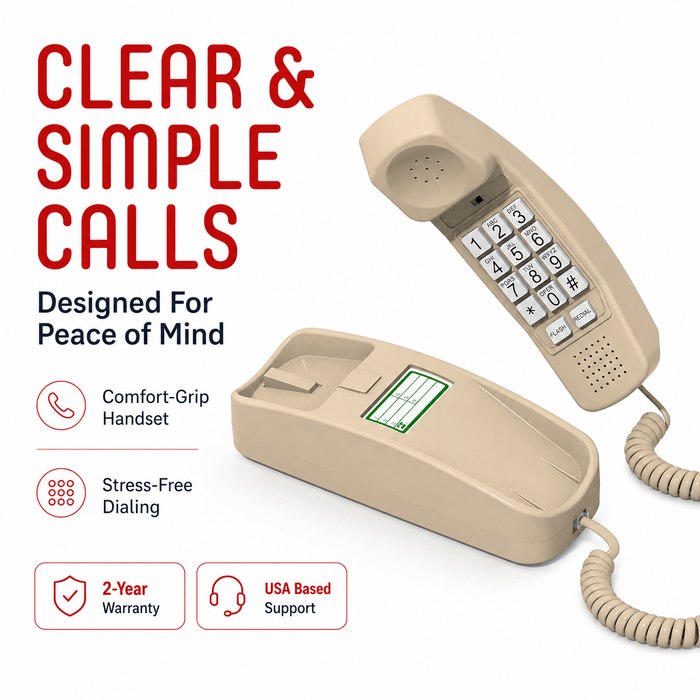 iSoHo Big Button Trimline Phone - Corded Retro Desk Phone - USA Trading Depot, LLC