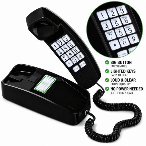 iSoHo Big Button Trimline Phone - Corded Retro Desk Phone - USA Trading Depot, LLC