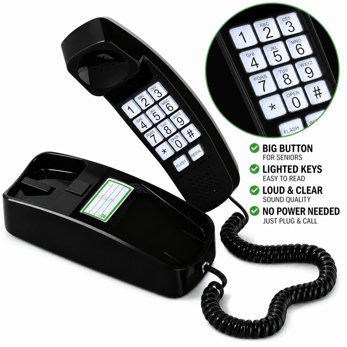 iSoHo Big Button Trimline Phone - Corded Retro Desk Phone - USA Trading Depot, LLC