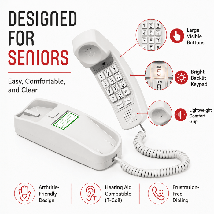 iSoHo Big Button Trimline Phone - Corded Retro Desk Phone - USA Trading Depot, LLC