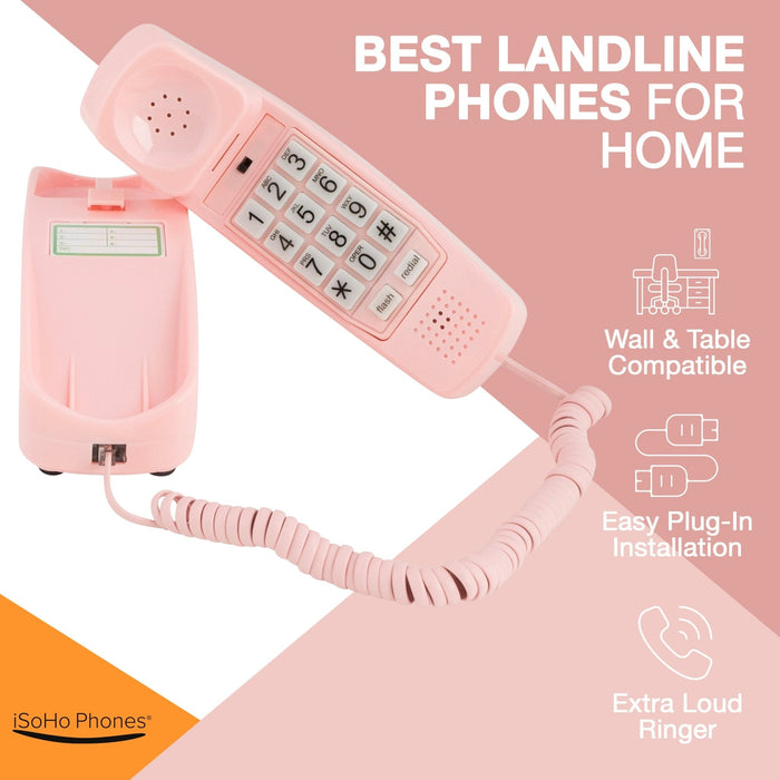 iSoHo Big Button Trimline Phone - Corded Retro Desk Phone - USA Trading Depot, LLC