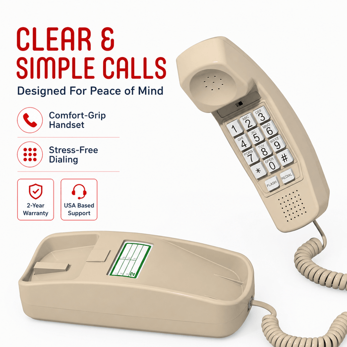 iSoHo Big Button Trimline Phone - Corded Retro Desk Phone - USA Trading Depot, LLC