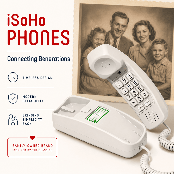 iSoHo Big Button Trimline Phone - Corded Retro Desk Phone - USA Trading Depot, LLC