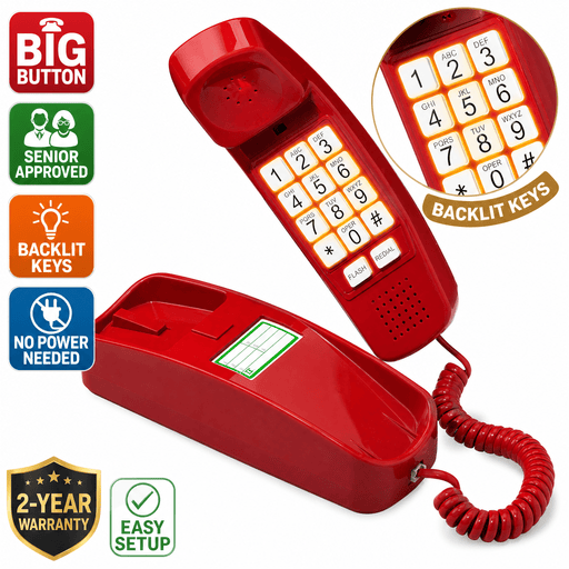 iSoHo Big Button Trimline Phone - Corded Retro Desk Phone - USA Trading Depot, LLC