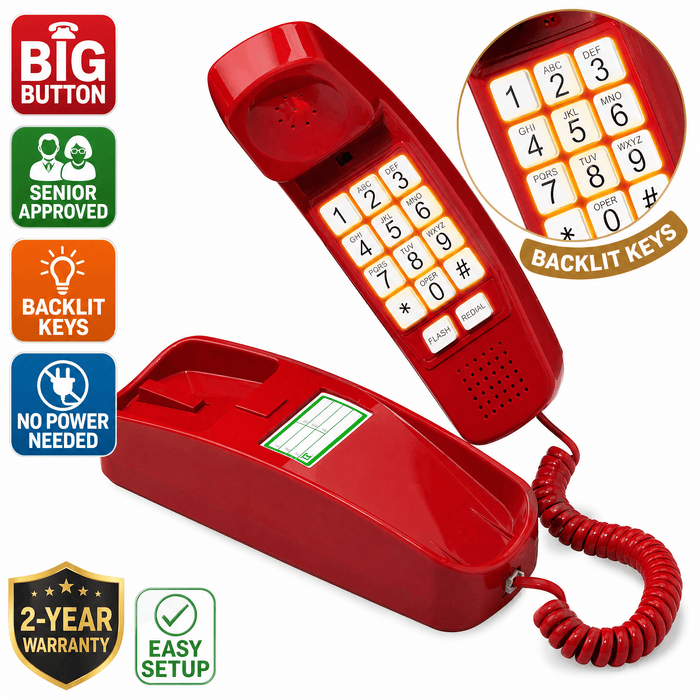 iSoHo Big Button Trimline Phone - Corded Retro Desk Phone - USA Trading Depot, LLC