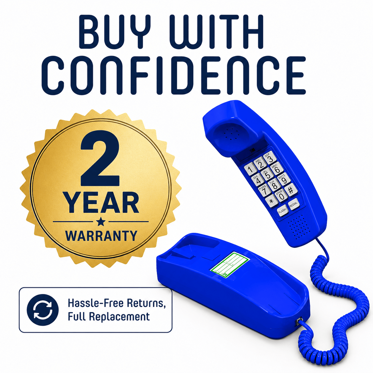 iSoHo Big Button Trimline Phone - Corded Retro Desk Phone - USA Trading Depot, LLC