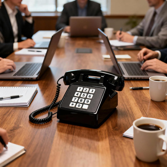 iSoHo Phones, [Ready Bundle] Classic 2500 Desk Landline Phones – VOIP & Amplified Large-Button Telephones with Keypad - Includes (2) Matching Curly Handset Cords, one Each, 15ft & 25ft Color: Black - USA Trading Depot, LLC