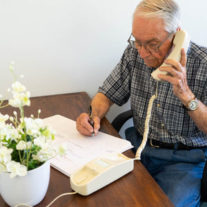 iSoHo Trimline Phone: Enhanced for Seniors, Visually Impaired. Large Buttons, Loud Ringer.Perfect for Hearing and Visually Impaired. Retro Style, Reliable Performance - Bone Ivory - USA Trading Depot, LLC