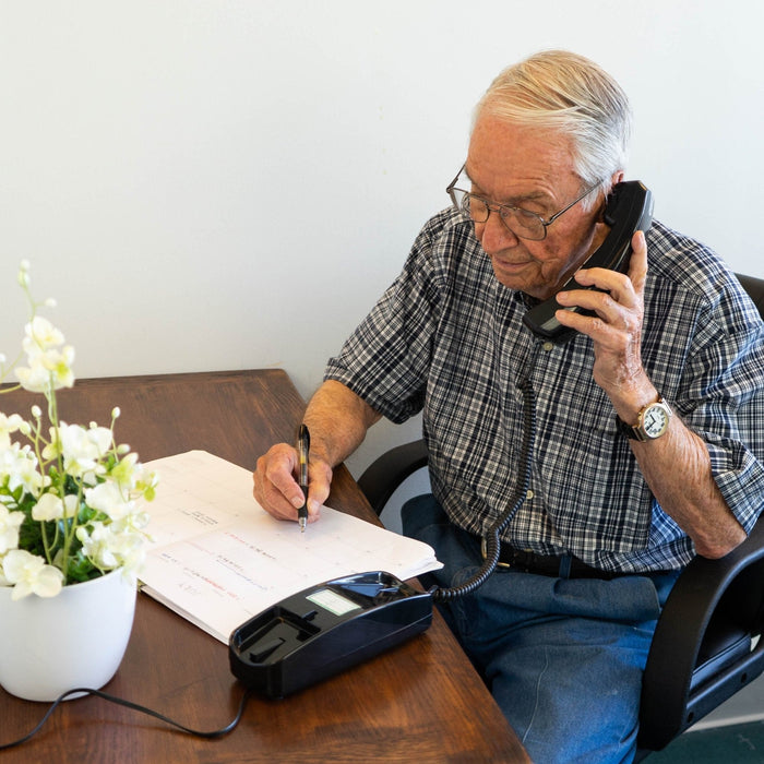 iSoHo Trimline Phone: Enhanced for Seniors, Visually Impaired. Large Buttons, Loud Ringer.Perfect for Hearing and Visually Impaired. Retro Style, Reliable Performance - Black - USA Trading Depot, LLC