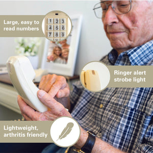 iSoHo Trimline Phone: Enhanced for Seniors, Visually Impaired. Large Buttons, Loud Ringer.Perfect for Hearing and Visually Impaired. Retro Style, Reliable Performance - Bone Ivory - USA Trading Depot, LLC