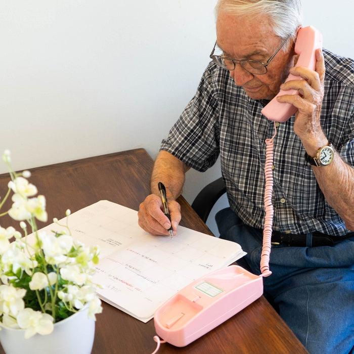 iSoHo Trimline Phone: Enhanced for Seniors, Visually Impaired. Large Buttons, Loud Ringer.Perfect for Hearing and Visually Impaired. Retro Style, Reliable Performance - Pink - USA Trading Depot, LLC