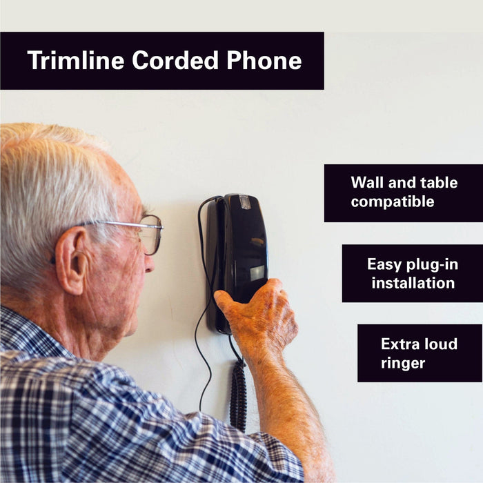 iSoHo Trimline Phone: Enhanced for Seniors, Visually Impaired. Large Buttons, Loud Ringer.Perfect for Hearing and Visually Impaired. Retro Style, Reliable Performance - Black - USA Trading Depot, LLC