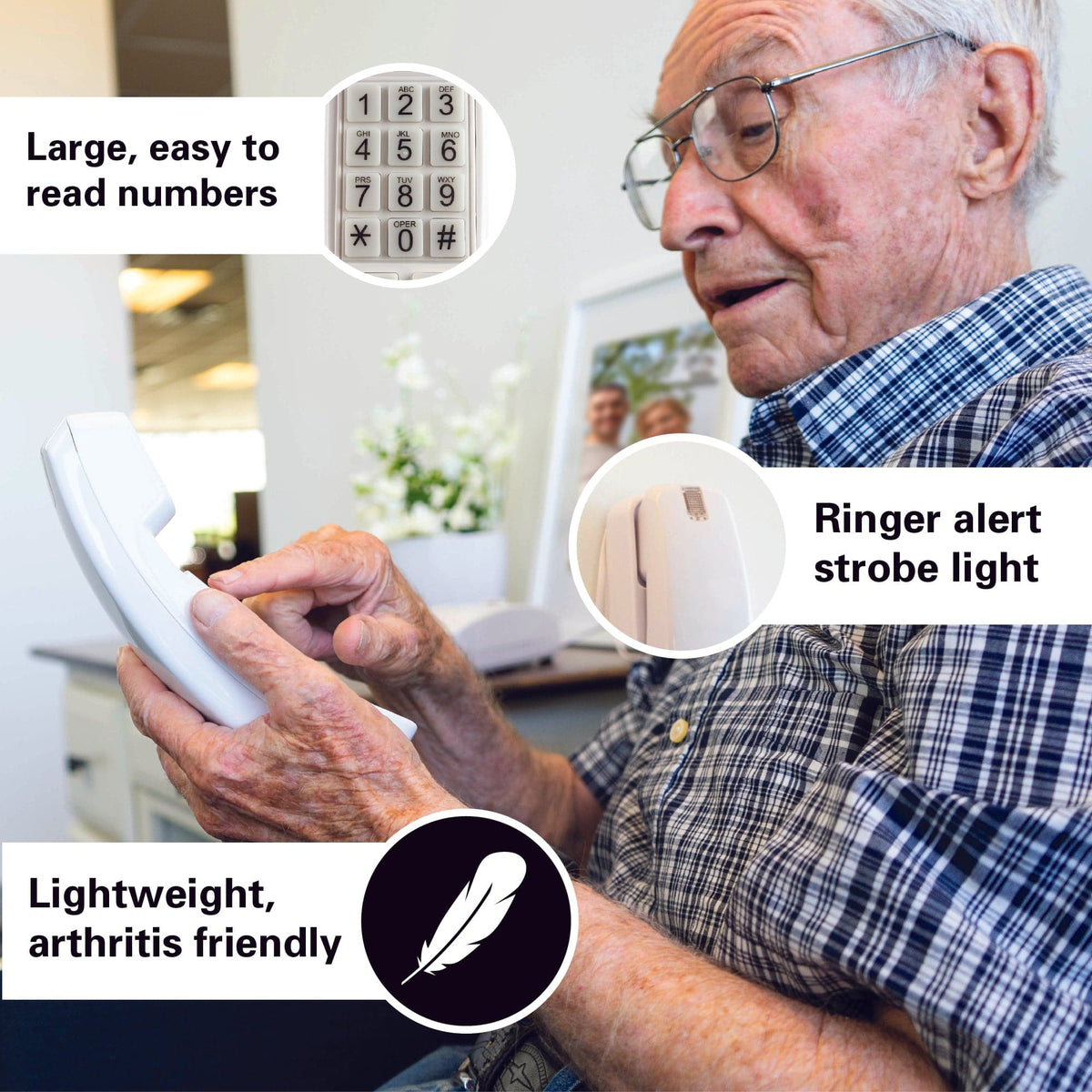 iSoHo Trimline Phone: Enhanced for Seniors, Visually Impaired. Large Buttons, Loud Ringer.Perfect for Hearing and Visually Impaired. Retro Style, Reliable Performance - USA Trading Depot, LLC