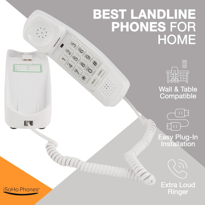 iSoHo Trimline Phone: Enhanced for Seniors, Visually Impaired. Large Buttons, Loud Ringer.Perfect for Hearing and Visually Impaired. Retro Style, Reliable Performance - USA Trading Depot, LLC