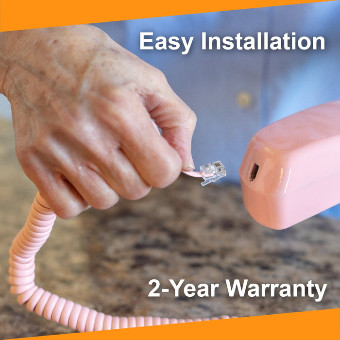 Pink Phone Cord 15ft - Static-Free Handset Cable - USA Trading Depot, LLC