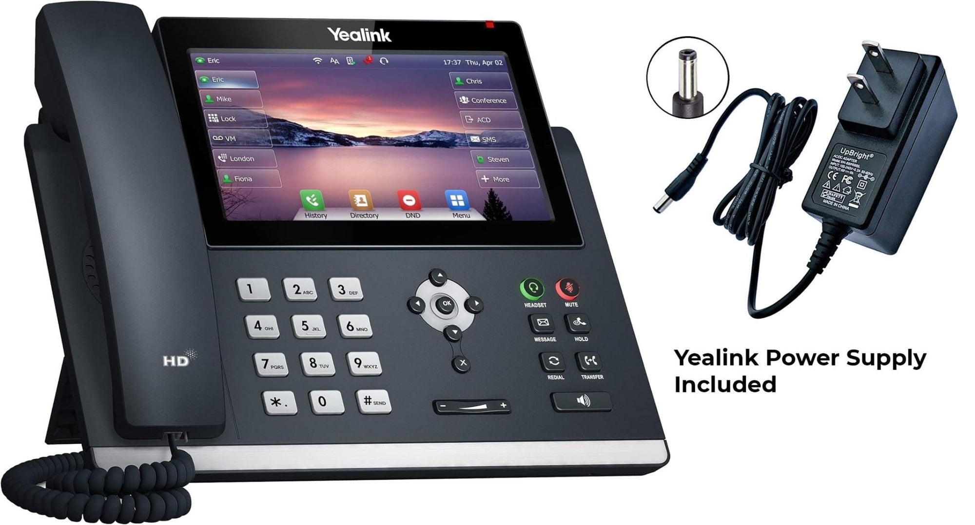 Yealink Smart Office Phone Solution [BUNDLE] | T48U IP Phone, 16 Lines. 7-Inch Color Touch Screen Display. Dual USB 2.0, Dual-Port Gigabit Ethernet, 802.3af PoE, [Power Supply Included] (SIP-T48U) - Free Shipping - USA Trading Depot, LLC