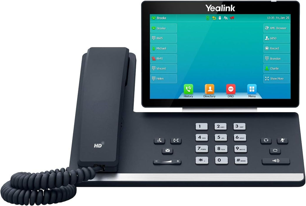 Yealink T57W IP Phone, 16 VoIP Accounts. 7-Inch Adjustable Color Touch Screen. USB 2.0, 802.11ac Wi-Fi, Dual-Port Gigabit Ethernet, 802.3af PoE, Power Adapter Not Included (SIP-T57W) - USA Trading Depot, LLC