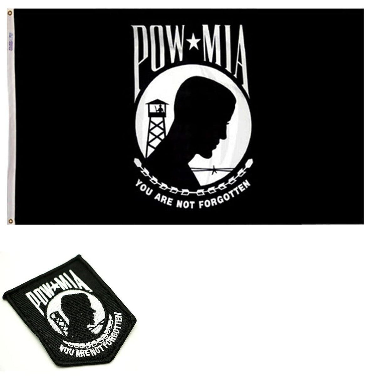 POW MIA Embroidered Patch And Flag